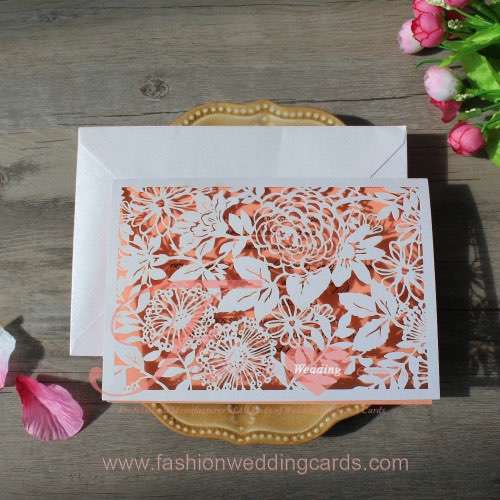 Cheap Customized Lace Cut Wedding Invitations